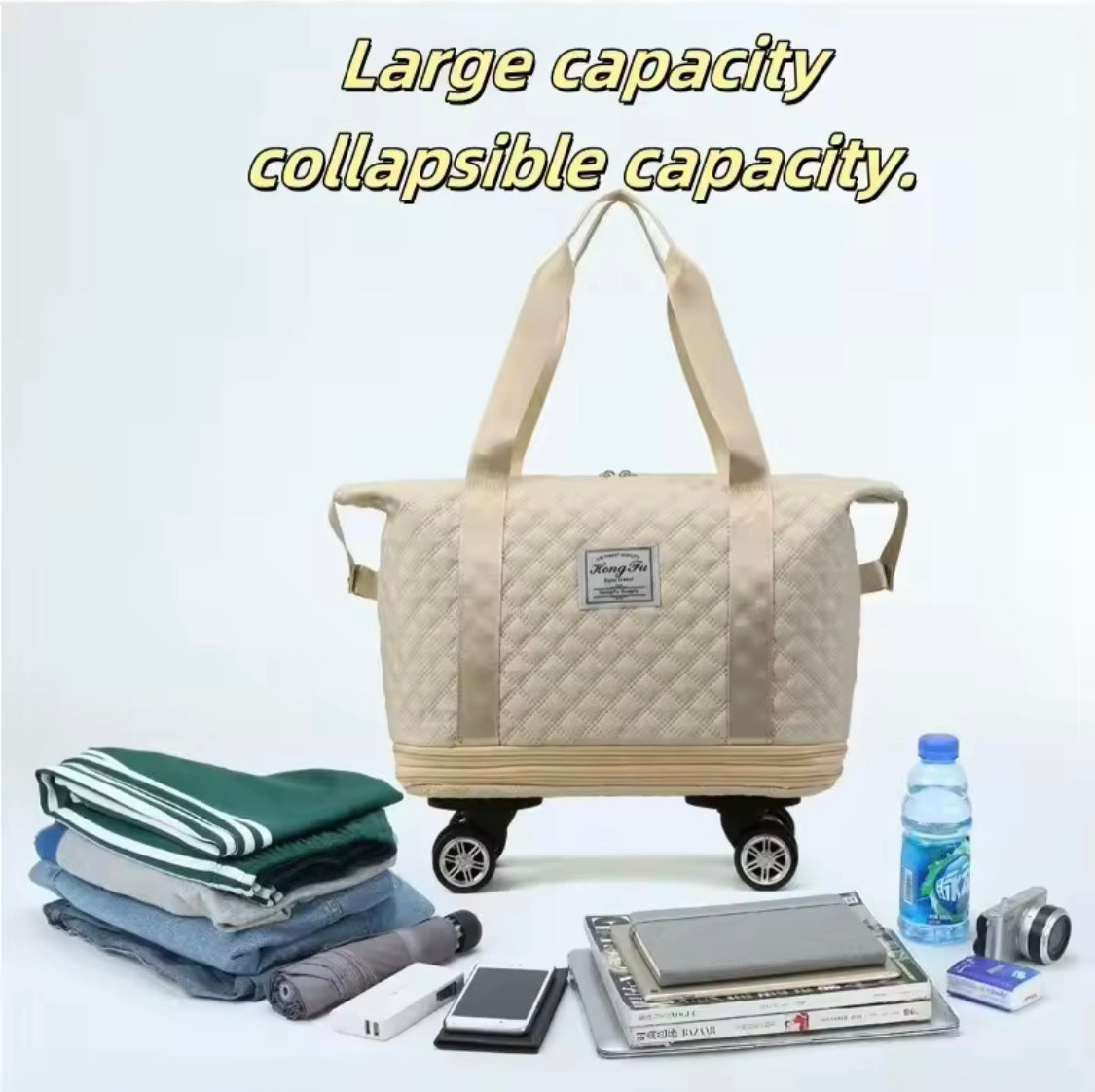 Waterproof Luggage Bag with Removable Wheels, Travel Luggage Bags, Large Capacity Storage Luggage Bag, Expandable Foldable Duffel Bag, Airpot Travel Bags Waterproof Luggage Bag with Removable Wheels, Travel Luggage Bags, Large Capacity Storage Luggage Bag, Expandable Foldable Duffel Bag, Airpot Travel Bags